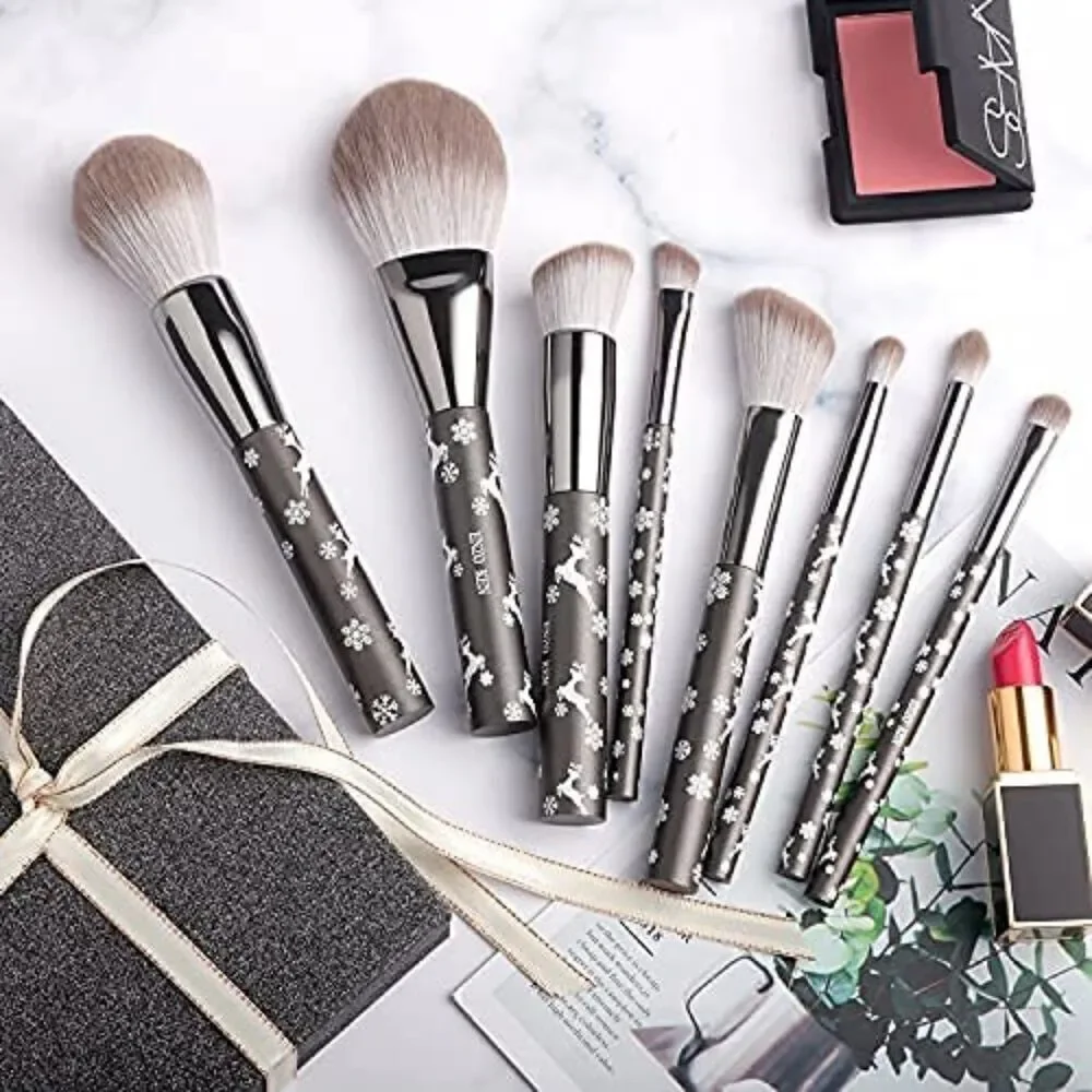 Luxury Enzo Ken 9pcs Professional Snowflake Cosmetic Makeup Brush Set With Case